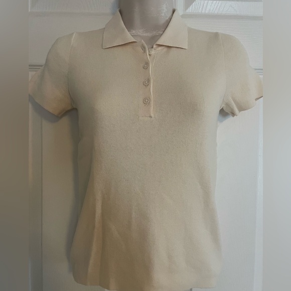 Brandy Melville Tops - Brandy Melville Cream Button Down Polo Sweater 100% Cotton